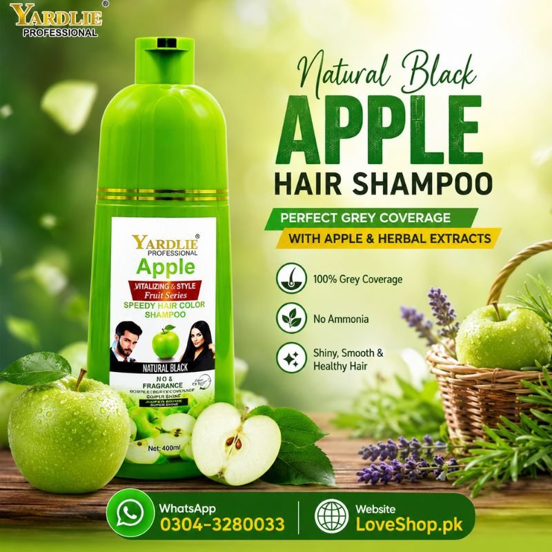 Apple Hair Color Shampoo | Natural Black | Yardlie | 400Ml