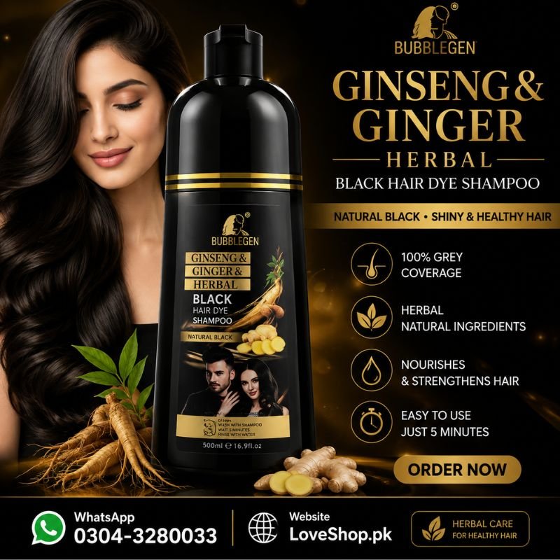 Herbal Ginseng Hair Dye Shampoo | Natural Black | Nourished Shine | 420Ml