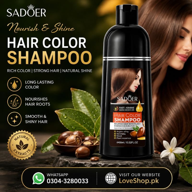 Sadoer Chestnut Brown Argan Hair Shampoo Covers Grays | Nourishes Hair Naturally | 400Ml
