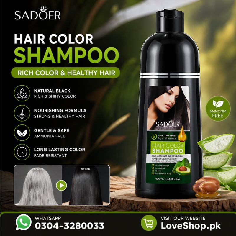 Sadoer Natural Black Hair Color Shampoo With Avocado Extract – 5-minute Instant Dye