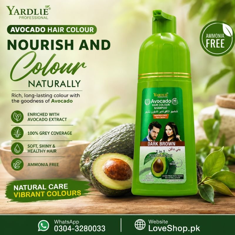Yardlie Avocado Hair Colour Shampoo Dark Brown & Natural Black 400Ml