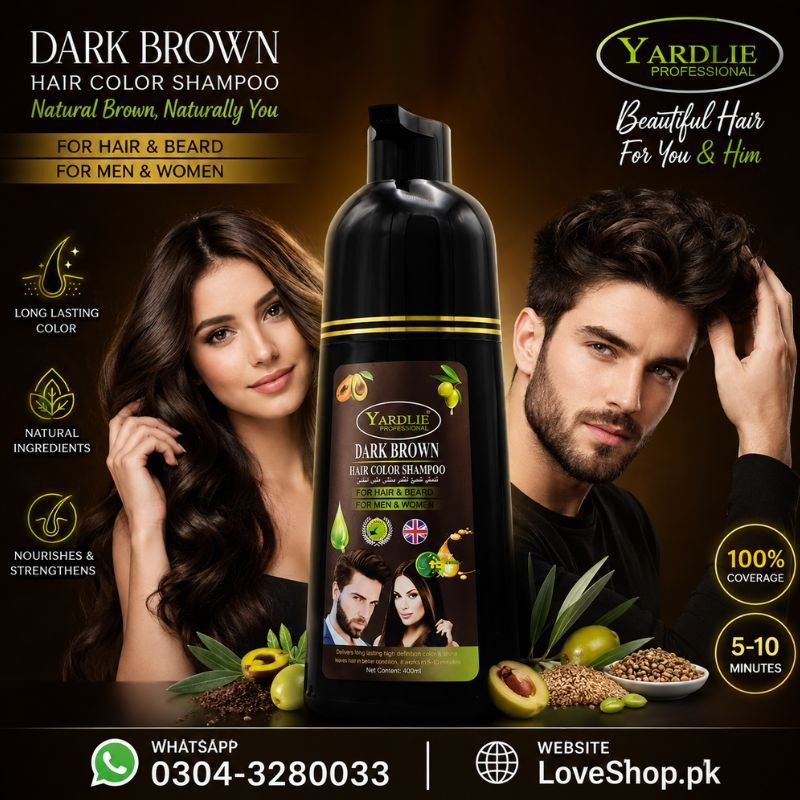 Yardlie Dark Brown Hair Color Shampoo For Hair And Beard 400Ml