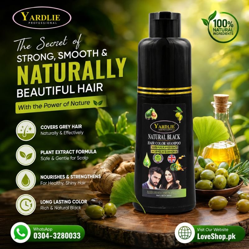 Yardlie Hair Color Shampoo – Natural Black | Uk-Based 5-in-1 Grey-Cover | 200 Ml