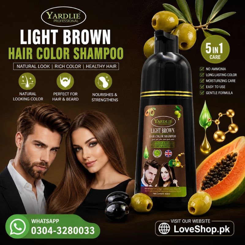 Yardlie Light Brown Hair Color Shampoo For Hair And Beard 400Ml