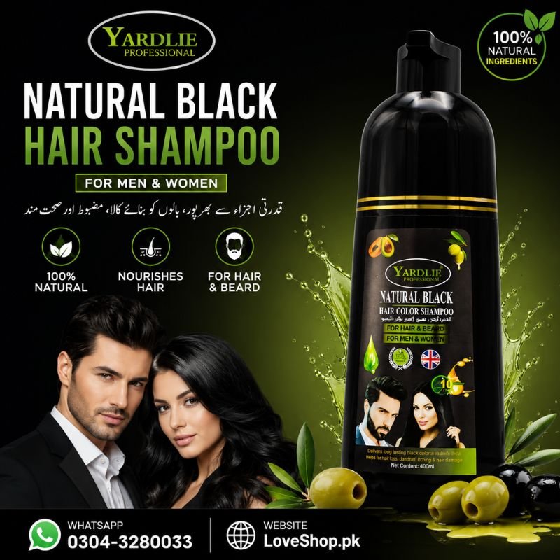 Yardlie Natural Black Hair Color Shampoo For Hair And Beard 400Ml