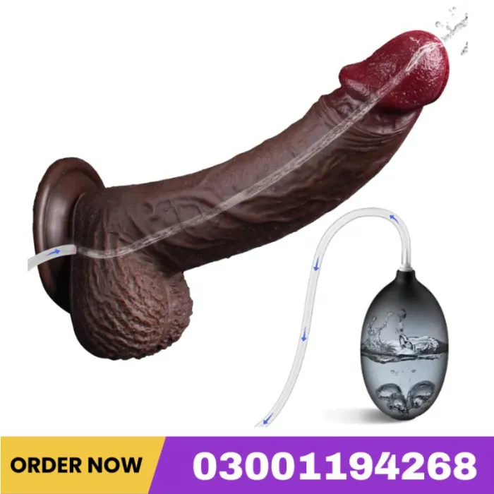 Realistic Squirting Dildo Black Ejaculating Toy Real Skin Anal Dildo With Suction Cup