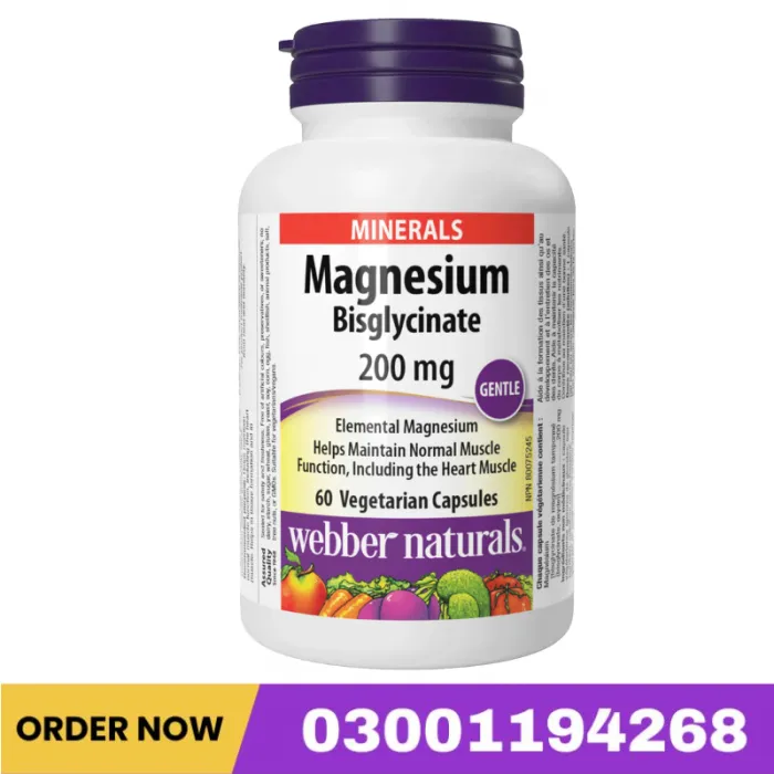 Webber Naturals Magnesium Bisglycinate (Magnesium Glycinate) 200mg, 60 Ct Price In Pakistan
