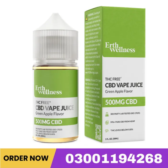 Erth Hemp CBD Vape Juice Green Apple 1000mg 30ML