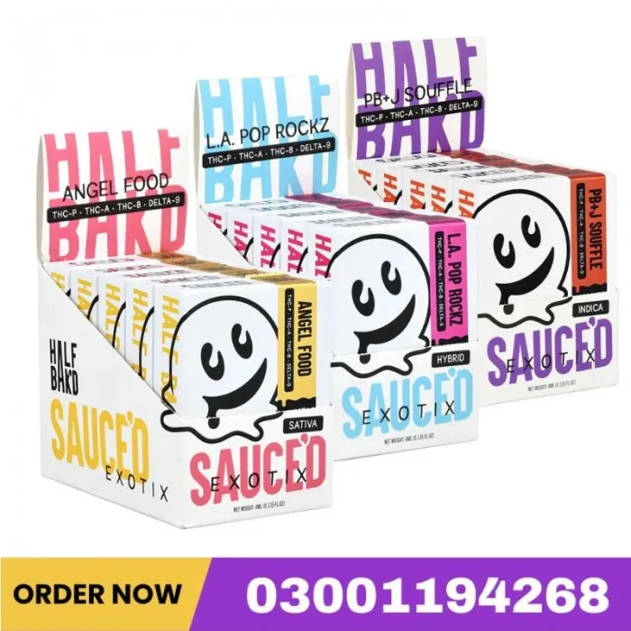 Half Bak'd Sauce'd Exotix THCA Disposable Vape | 4g | 5ct Display In Pakistan