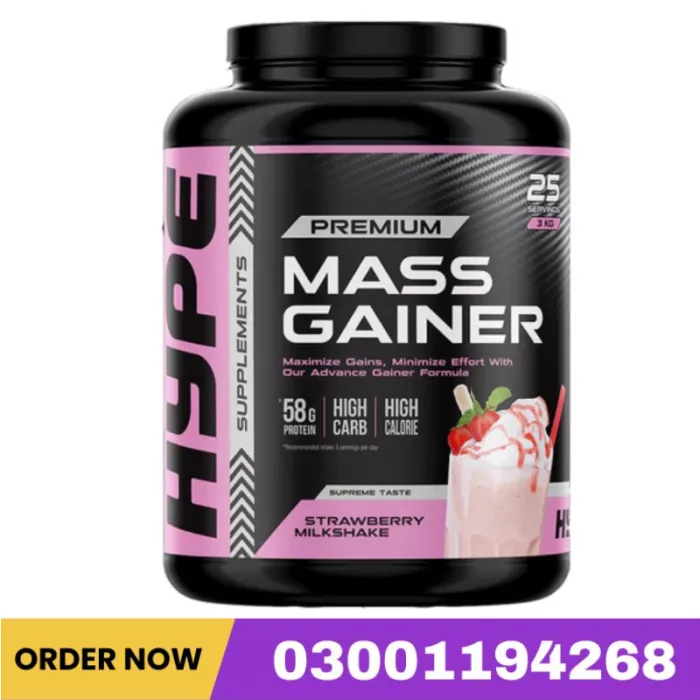 Hype Premium Mass Gainer (Strawberry Milkshake) 3Kg In Pakistan