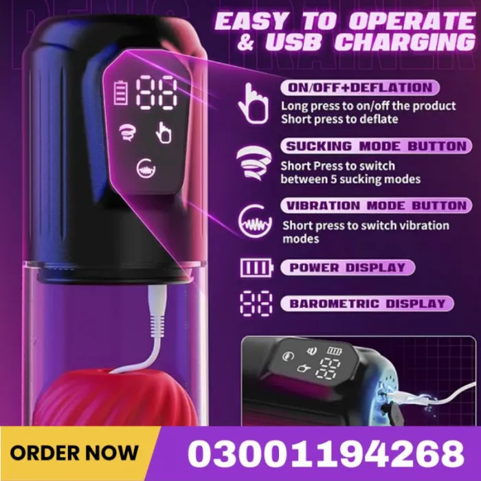 Automatic Sucking Men Penis Pump 5 Vibration & Suction Pocket Pussy Male Stroker Male Penis Extender