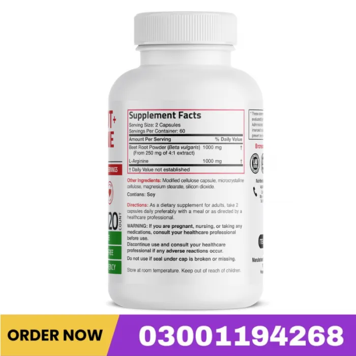 Bronson Beet Root + L-Arginine Nitric Oxide Production Capsules In Pakistan
