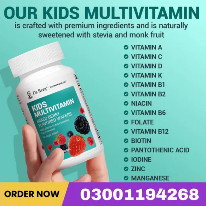 Kids Multivitamin No Sugar Added – Mixed Berry Chewable Vitamin – 60 Wafers