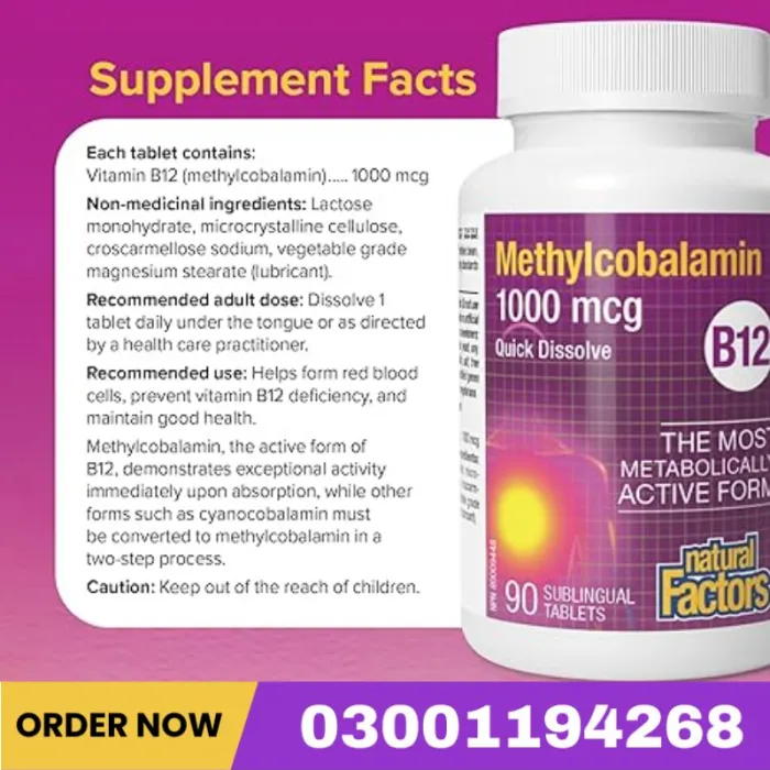Natural Factors Vitamin B12 1000 mcg (Methylcobalamin), 90 Ct Price In Pakistan