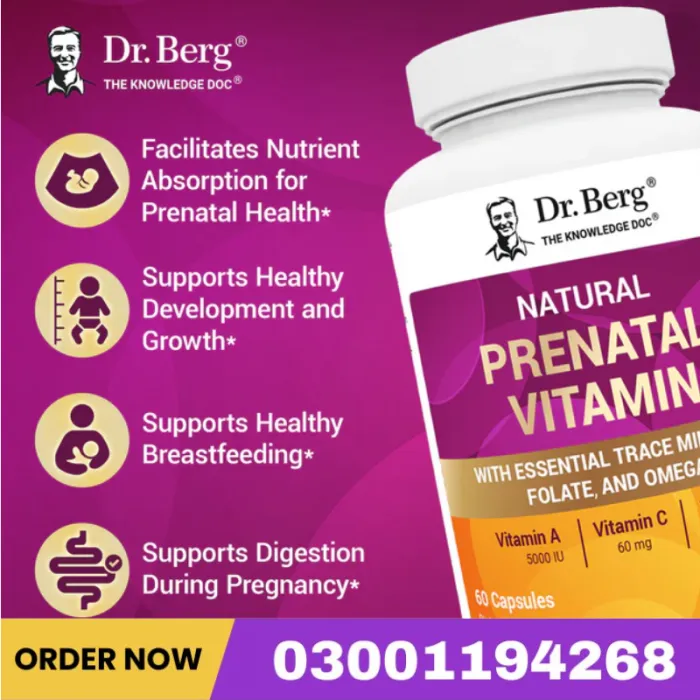 Natural Prenatal Vitamin With Folate And Omegas – 60 Capsules