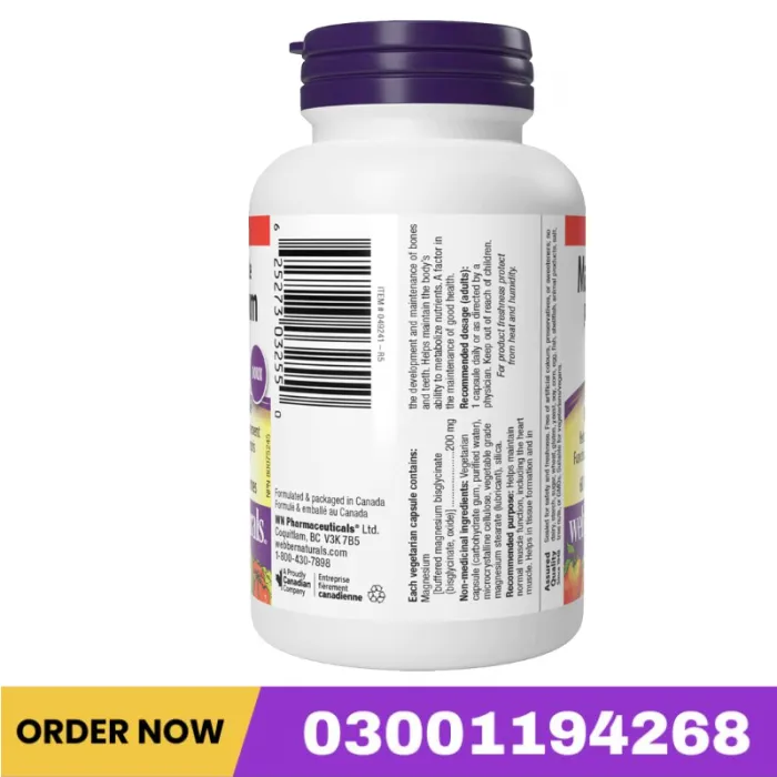 Webber Naturals Magnesium Bisglycinate (Magnesium Glycinate) 200mg, 60 Ct Price In Pakistan