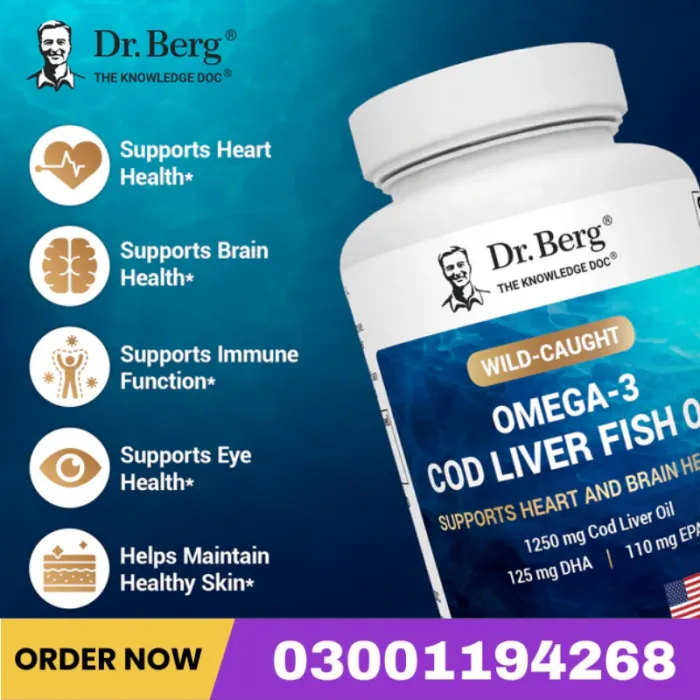 Wild-Caught Omega-3 Cod Liver Fish Oil DHA EPA – 60 Softgels